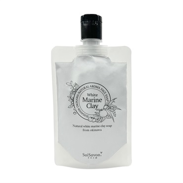 琉球のホワイトマリンクレイ洗顔石鹸(琉球黒檀の香り)スパウトパウチ130g