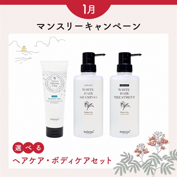【マリンクレイ洗顔石鹸BIGタイプが選べる】1月マンスリーセット -ヘアケアセット-